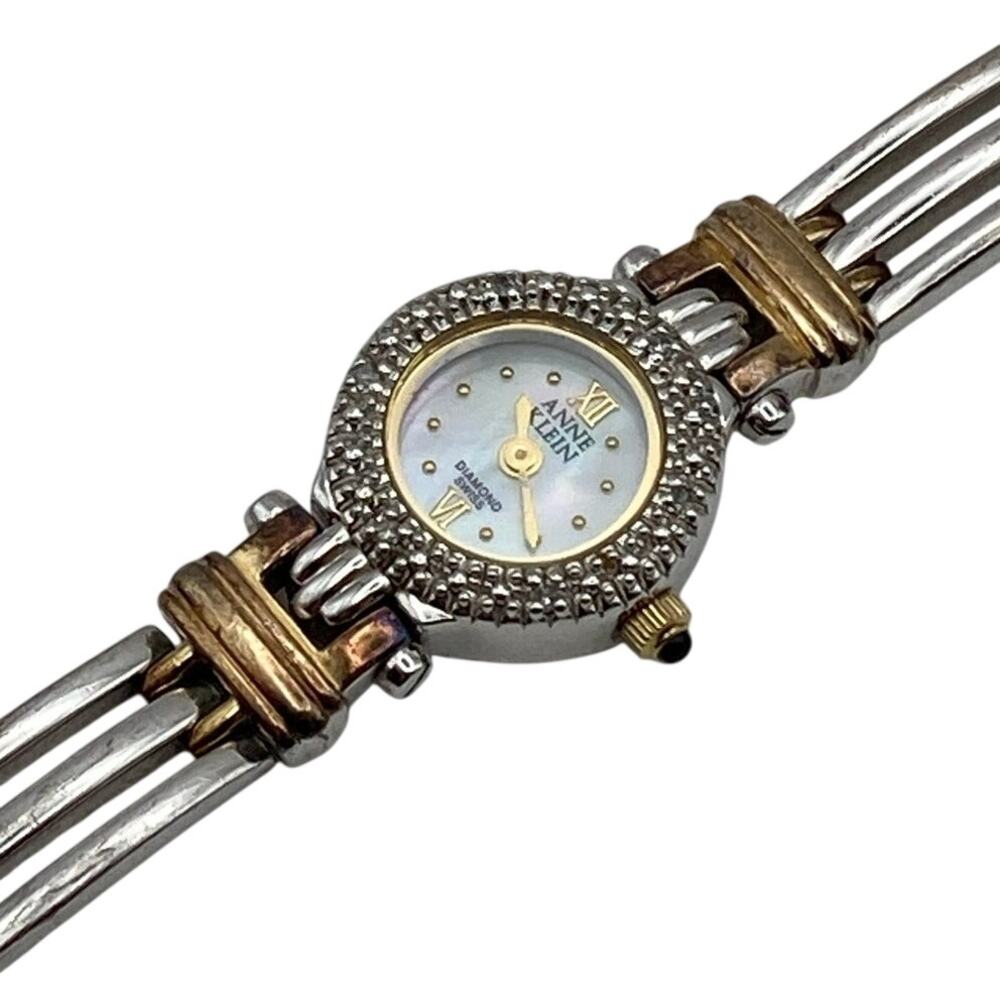 Anne Klein Diamond Swiss Women's Petite Watch 17mm - New Battery Wrist 6.5"